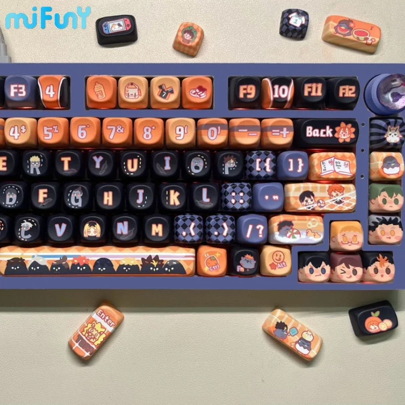 Fly High with These Haikyuu Keycaps Custom PBT MAO/MOA/OEM Profile Graffiti Keycap for Anime Point Keycaps Rainy75 Accessories