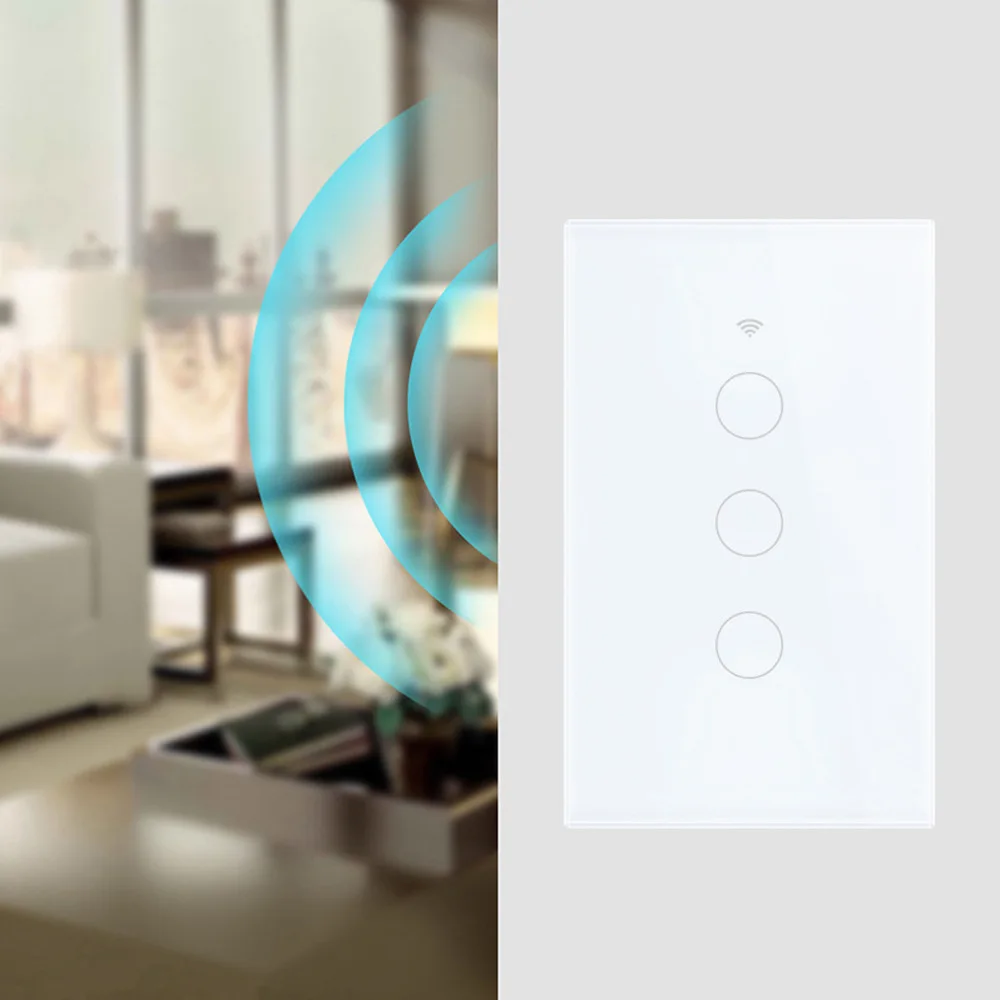 White WiFi Smart Wall Switch Neutral Wire Needed Wireless Smart Life Tuya Remote Control Single Fire Work With Alexa RF433