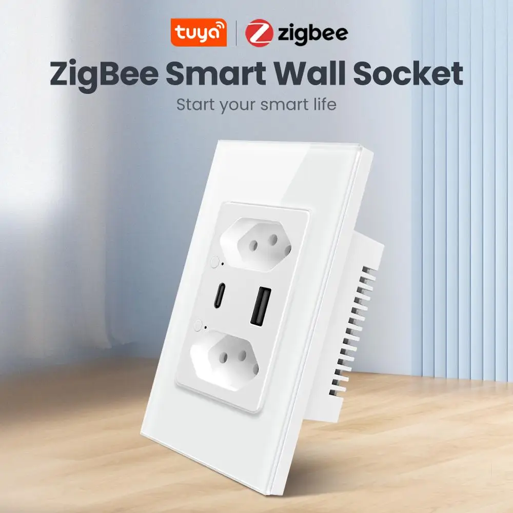 Tuya ZigBee Brazil Wall Electrical Socket TypeC/USB Smart Plug Outlets Timer Smart Home Via Alexa Google Home Samrt Life