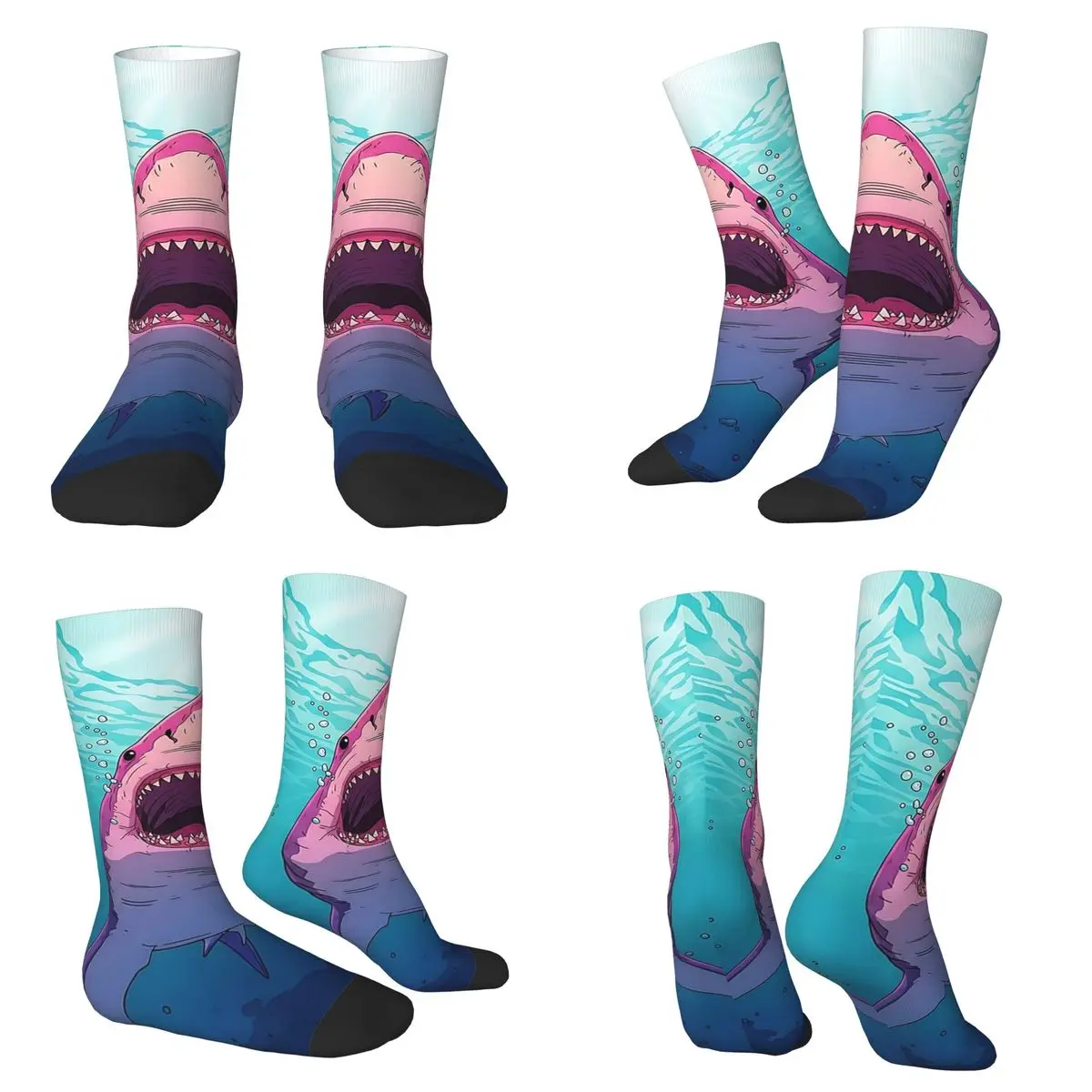 

Носки в стиле комиксов Fierce Shark, впитывающие пот носки в стиле Харадзюку, всесезонные носки унисекс, подарки на День святого Валентина