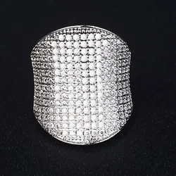 Huitan Gorgeous Wide Rings Full AA Cubic Zirconia Sparkling Wedding Accessories for Women Hyperbole Cocktail Rings Party Jewelry