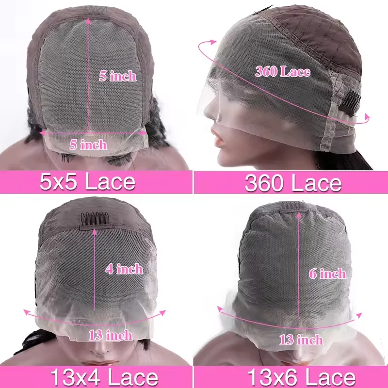 13x6 Straight HD Transparent Lace Frontal Human Hair Wigs 250% Density Pre Plucked with Baby Hair 5X5 Glueless Human Hair Wigs