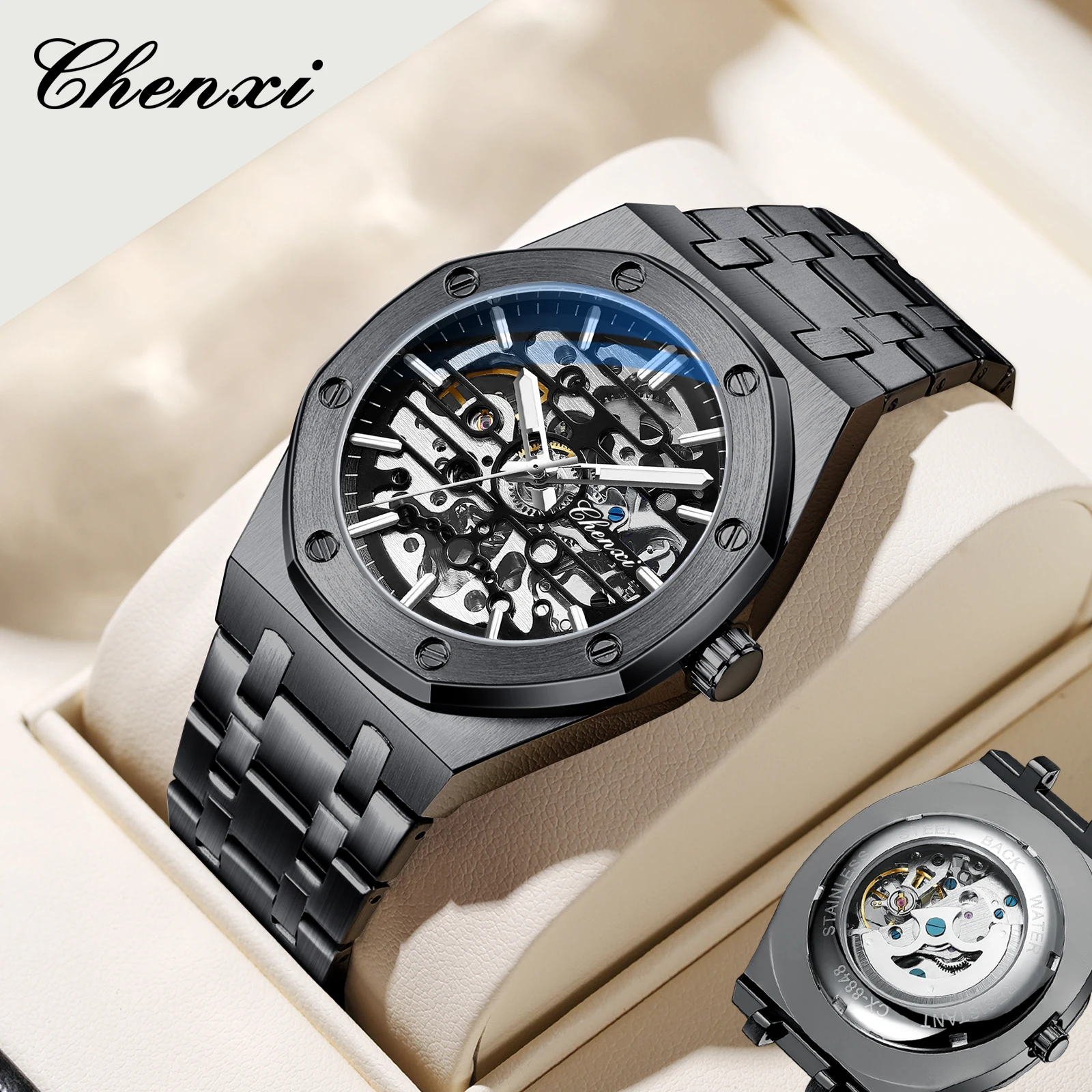 CHENXI 8848 Original New Automatic Men Top Brand Stainless Steel Mechanical Wristwatch Sport Male Watches Reloj Hombre 2024