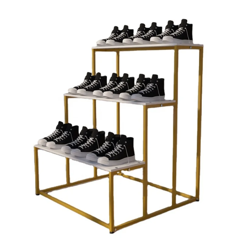 Custom , Department Store Retail Clothing Handbag Casual Shoes Ladder Display Rack Flower Food Drink Display Stand