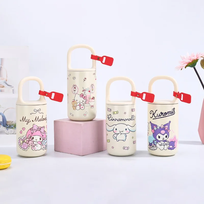 كارتون سانريو هالو كيتي كوب معزول من الفولاذ المقاوم للصدأ كاواي كورومي كوب قهوة محمول سينامورول زجاجة مياه للأطفال #1