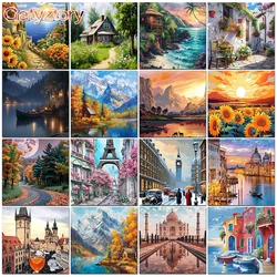 PhotoCustom Oil Paint By Numbers Painting On Numbers For Adults Diy Beach Landscape Gift Home Garden Handmade On Canvas New
