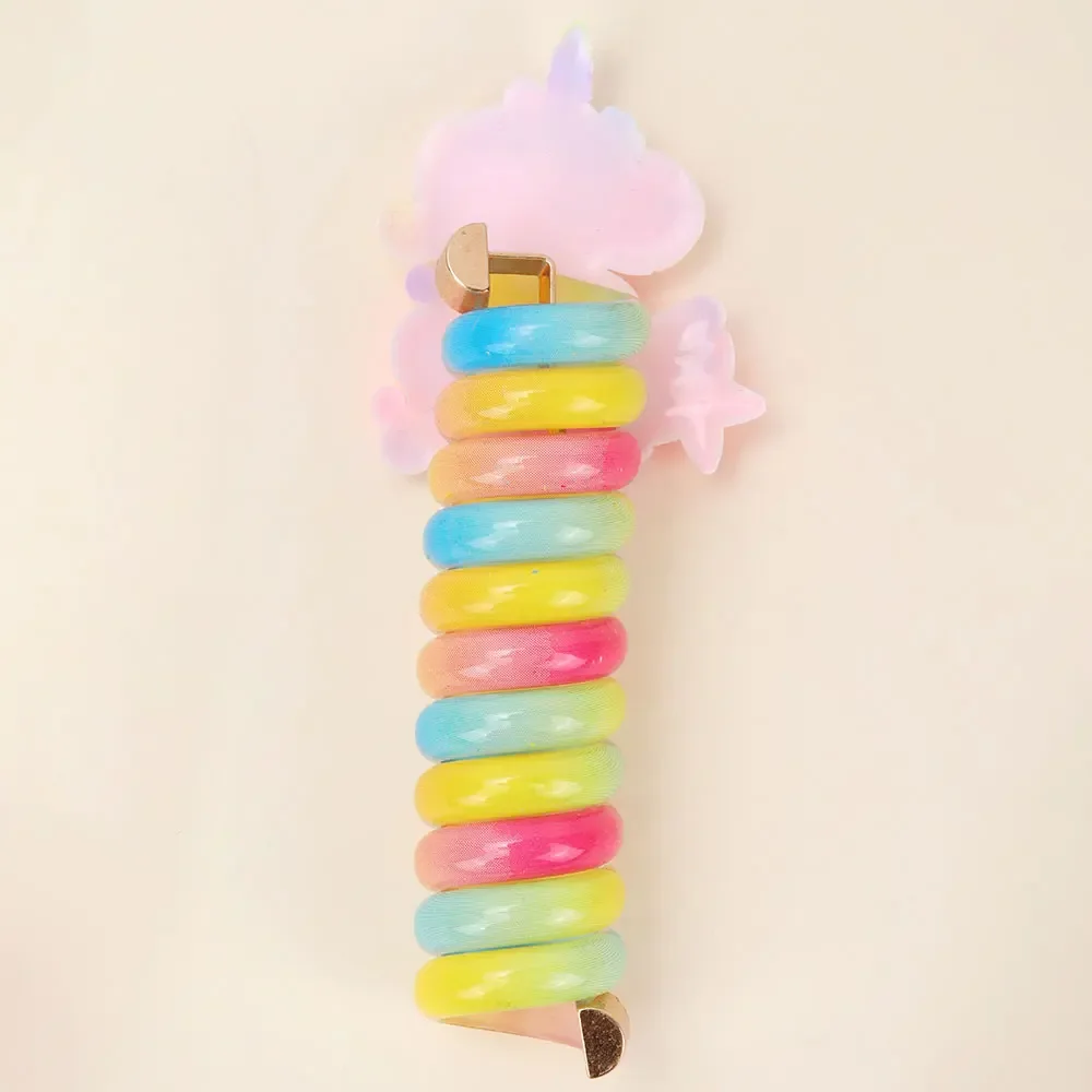 2PCS Cute Unicorn Telephone Cord Elastic Hair Band Elasticity Rubber Phone Cord Hair Ties Kids Scrunchies New Headwear