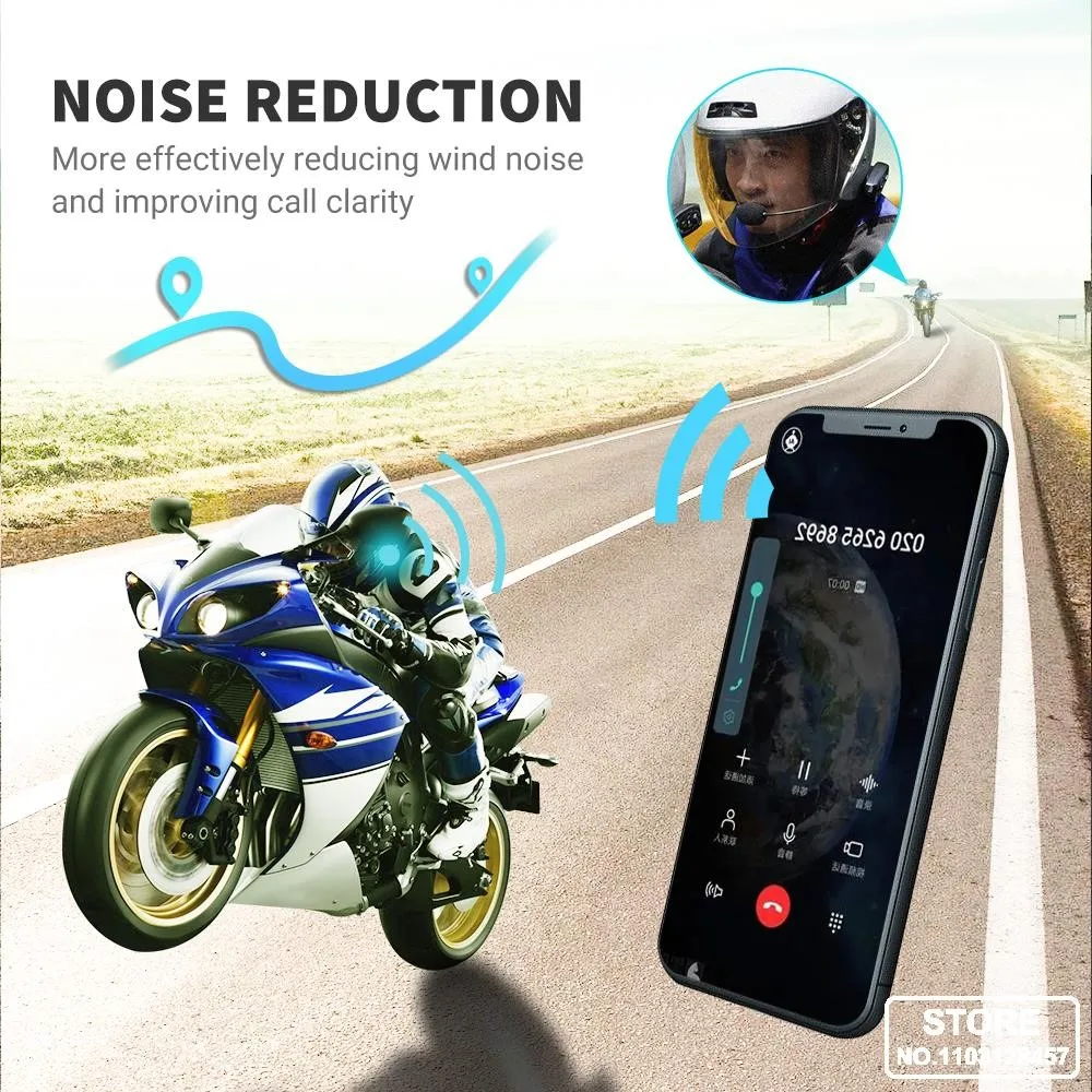 Helm Motorrad Headset Motorrad Zubehör Universal Helm Headset Intercom Moto Bluetooth wasserdichte Geräusch reduzierung