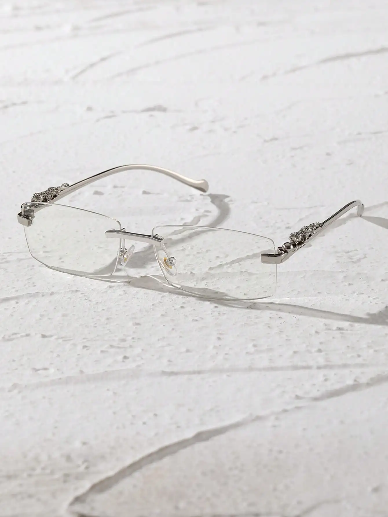 1PC/2PCS Unisex Metal Rimless Glasses Square Frame Clear Glasses For Animal Accessories Street Snap