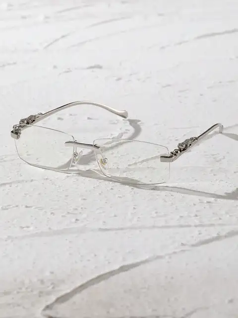 1PC/2PCS Unisex Metalowe okulary bez oprawek Kwadratowa ramka Przezroczyste okulary do akcesoriów dla zwierząt Street Snap