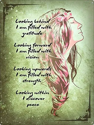 Vincenicy, металлический знак, большой алюминиевый жестяной знак, вид за спиной, я наполнен признаком благодарности