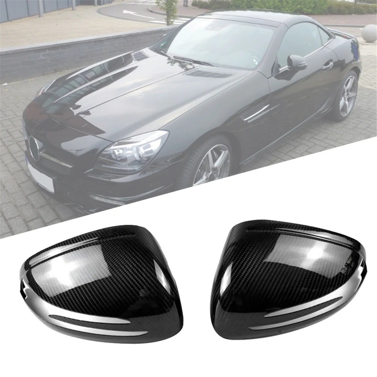 

For Mercedes Benz R172 R197 R231 SLK200 SLC SL Real Carbon Fiber Side Rear View Mirror Cover Trim Side Wing Mirror Caps—L48A