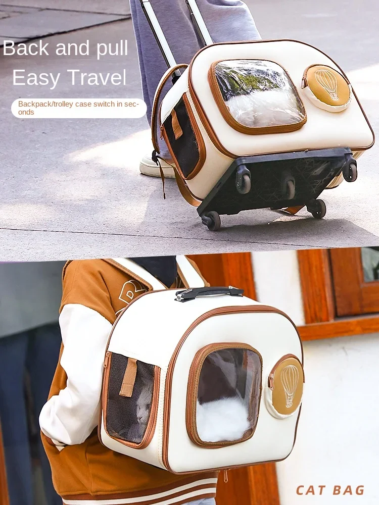 Cat Bag Going Out Portable Pet Trolley Box Cat Backpack Dog Trolley Travel Space Capsule Cat Suitcase