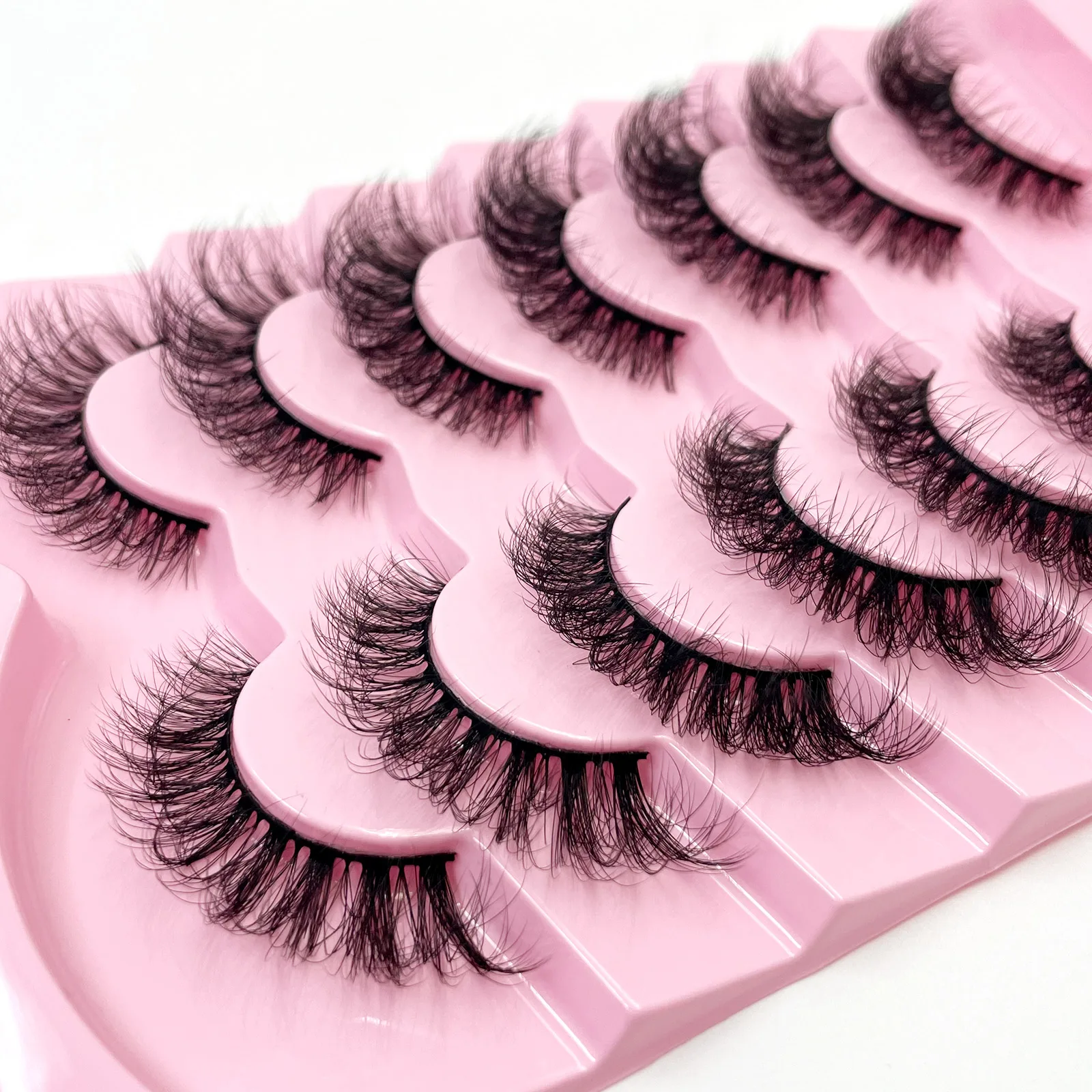 New 7 Pairs of Thick, 3D Simulation Mink Fur Fake Eyelashes Short, Dramatic Fake Eyelashes Wholesale Full Line Fake Eyelash Make