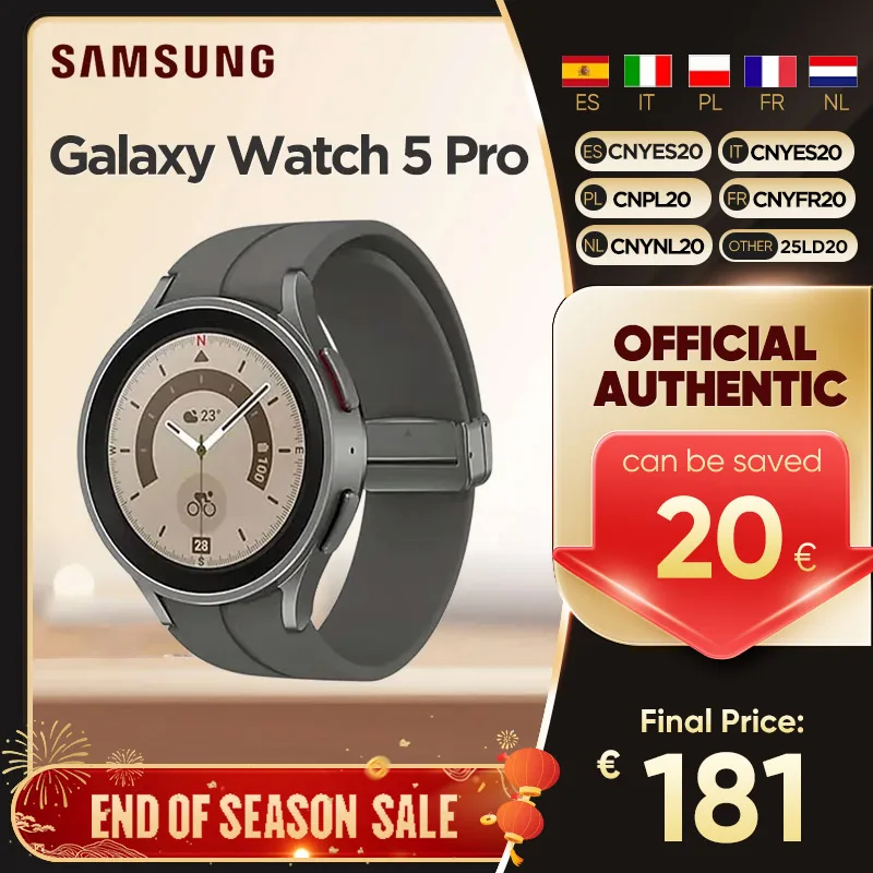 Samsung-Smartwatch Galaxy 5 Pro, R920, 16 Go, Dean 1.4, écran AMOLED, moniteur de santé, Bluetooth,