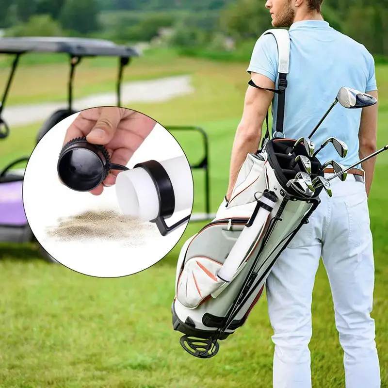 Golf Cart Sand Bottle With Holder Portable Push Cart Accessories Sand Tube With Lid Lightweight PP Golf Accessories For