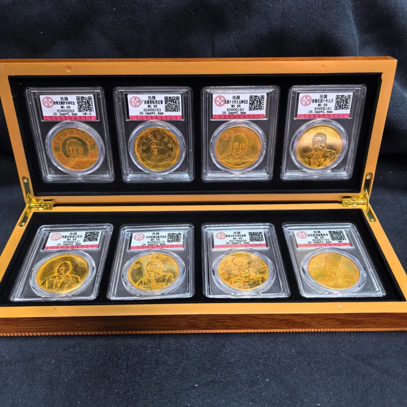 Antique Silver Dollar Gold Coin Grading Box Eight Northern Warlords Gold Coins Complete Set Craft Gift Antique Collection Wholes