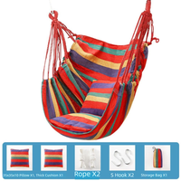 Comfortable Dormitory Hammock Chair Colorful Stripe Canvas Outdoor Hanging Chair Soft Cotton Rope Garden Swing Chair Indoor Use