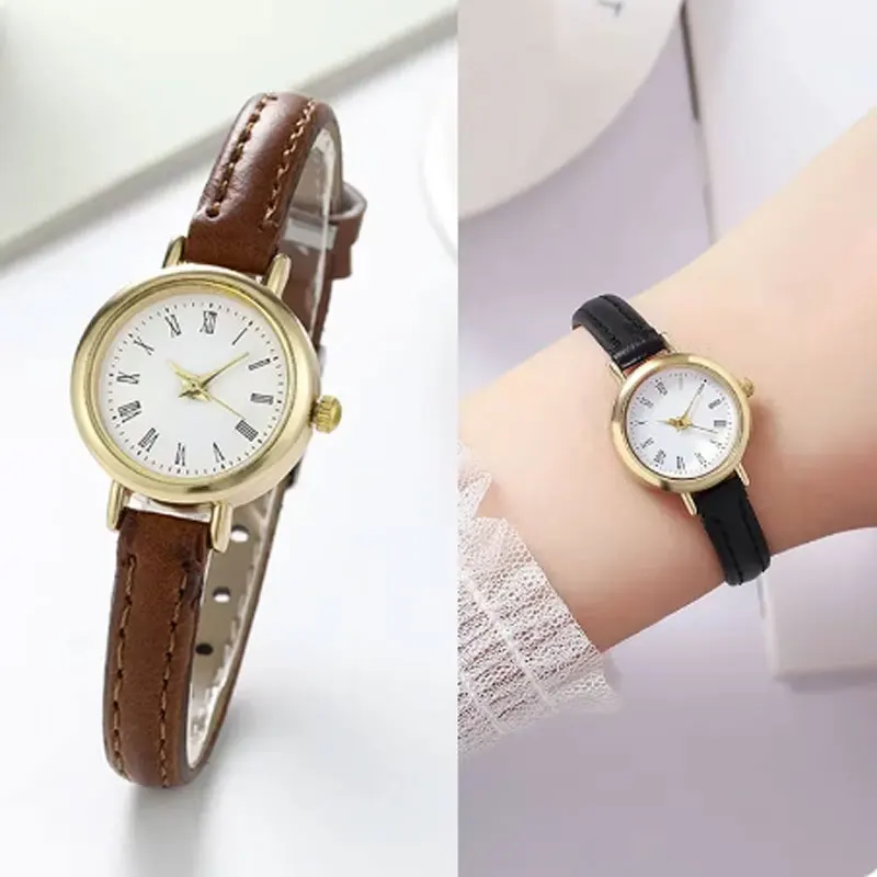 Simple Women\'s Watches Small Round Girl\'s Belt Watches Quartz Wristwatches Women\'s Watch Gift Reloj Para Mujer Women Watch