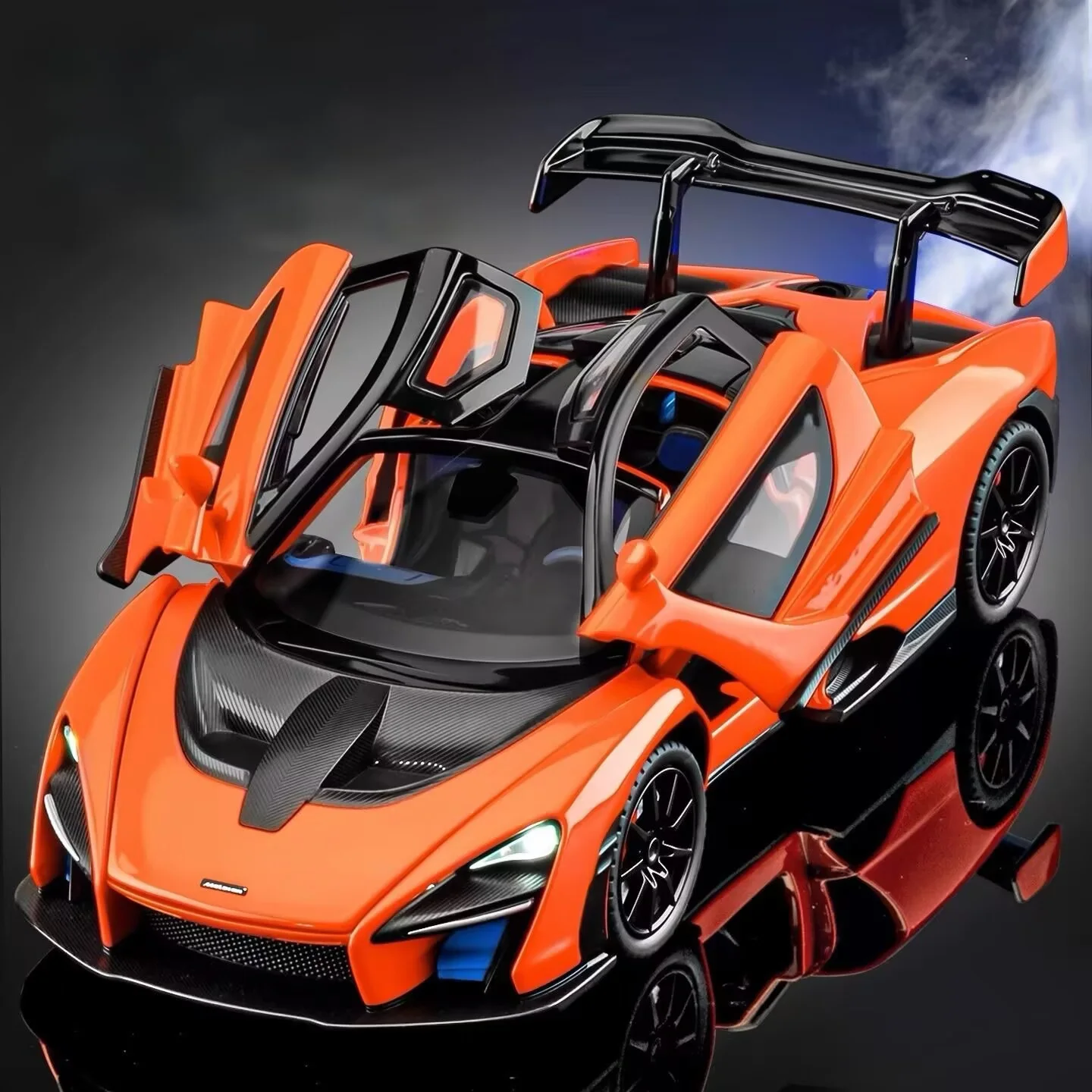 

1/24 Senna Alloy Sports Car Model Diecasts Metal Track Racing Vehicles Car Model Sound Light Simulation With Spray Kids Toy Gift