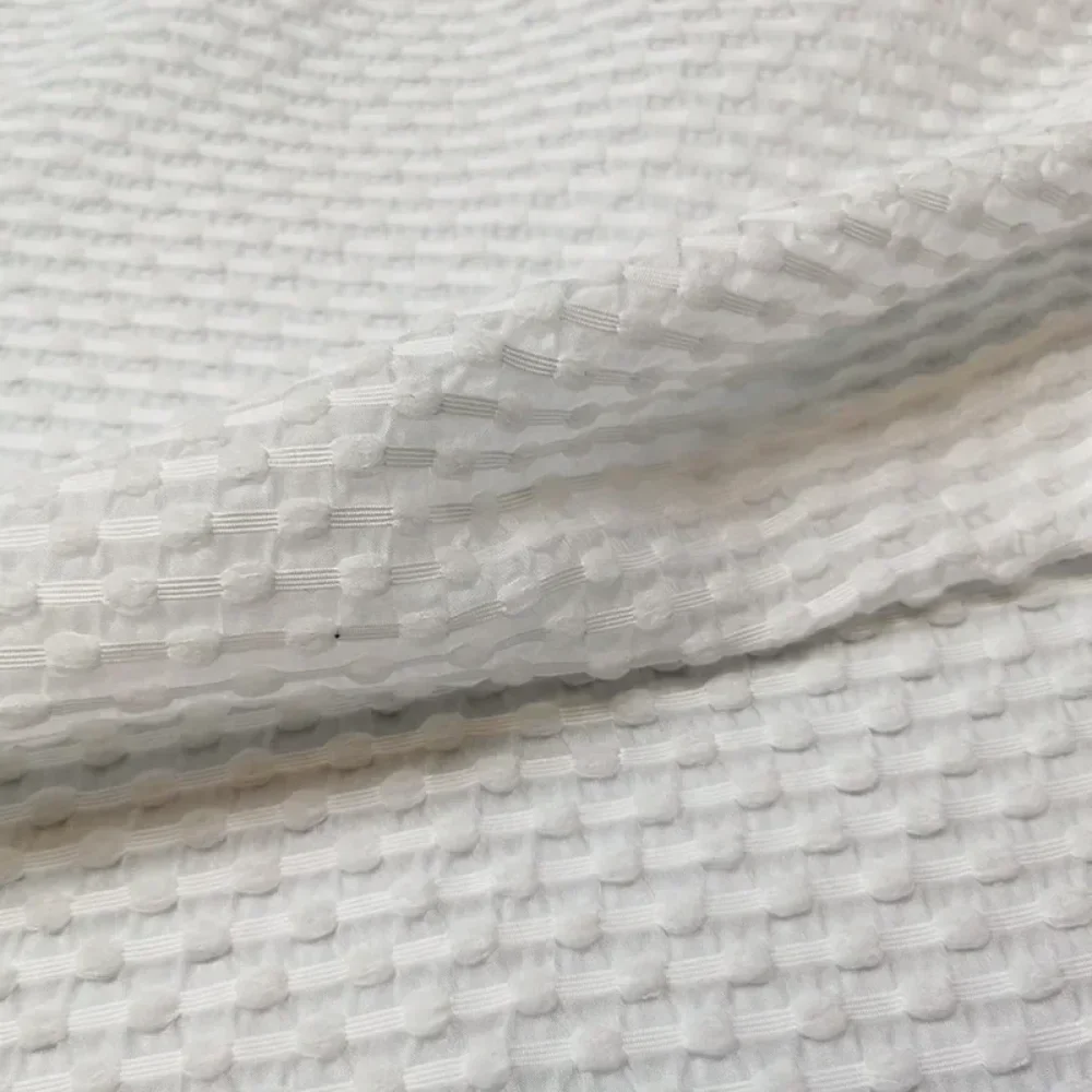 

Jacquard Brocade Fabric Solid Color Stripes Texture Bubble Cloth Fashion Dress Dress Organza Sling Diy Sew Wholesale