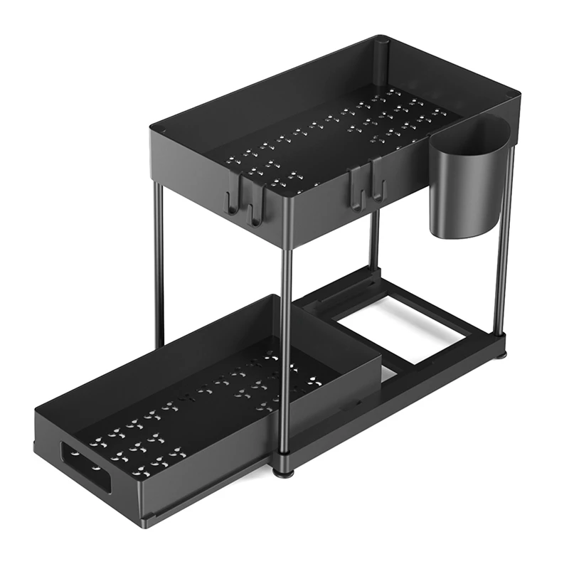 

1 PCS Kitchen Organizer Table Top Double-Layer Pull-Out Shelf Cabinet Pull-Out Sink Rack