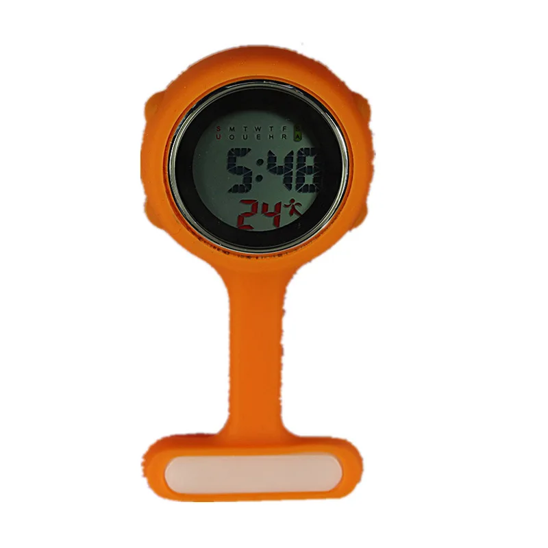 Reloj de pared luminoso electrónico silencioso de silicona Digital para enfermera, Mini reloj de enfermera con Pin médico de aleación al por mayor