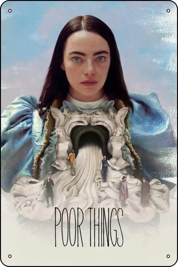 Poor Things (2023) Movie Poster Bar Cafe living room bedroom wall trim Materia lMetal Mounting Type Wall Mount Tin Sign, 8X sign