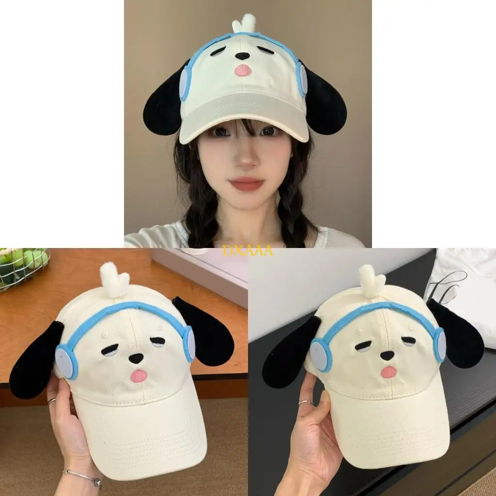 DXAA Stylish Dog Ear Baseball Hat Soft Polyester Adjustable Strap Earbuds Storage For Sports Travel And Casual Wear
