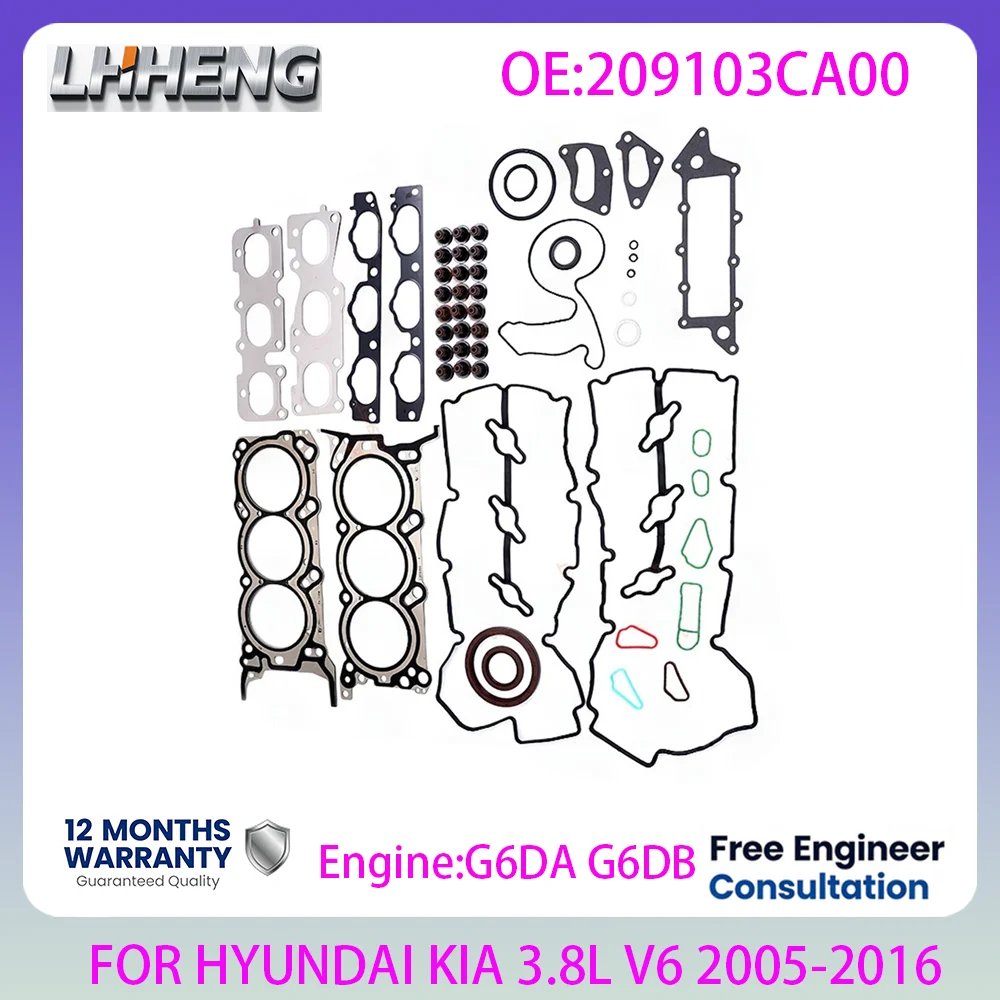 G6DA G6DB ENGINE Gasket set For HYUNDAI GENESIS EQUUS GRANDEUR KIA BORREGO CARNIVAL SORENTO 3.8L 3.8 L T V6 GAS 05-16 209103CA00