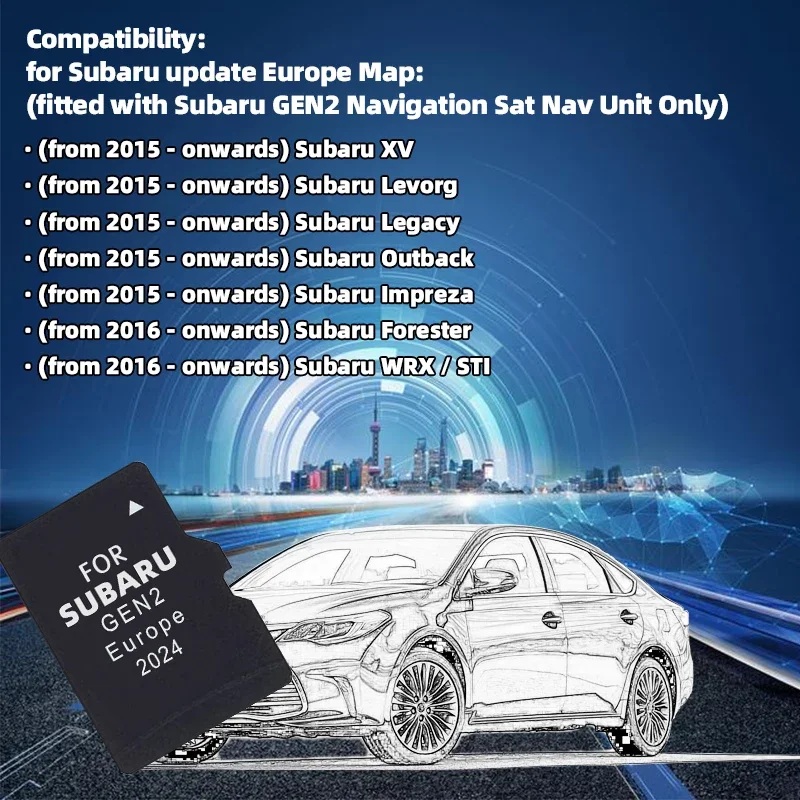 GEN2 Navigation TF Card GPS P56YH03-E2024 Update Maps EU North America for Subaru Outback/Impreza/Forester/WRX/STI Vehicle 2024