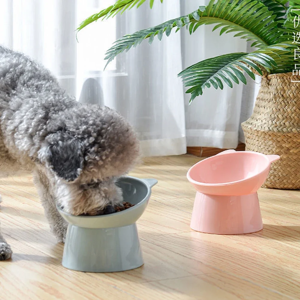Plastics Diagonal High Feet Cute Protection Cervical Spine Dog Bowl Drink Water Bowl Pet Supplies Cat Bowl Pet Accessories ﻿