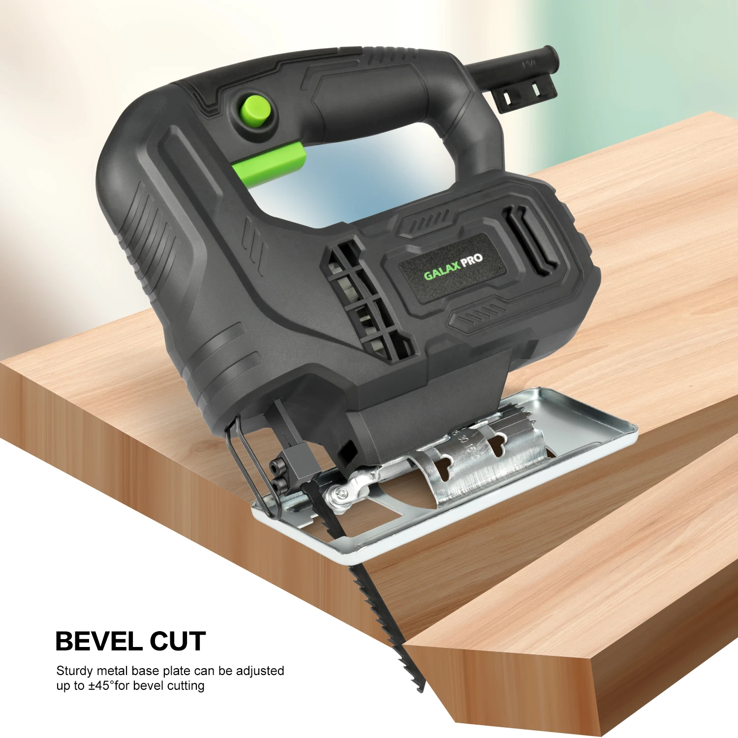 GALAX PRO Stichsäge 400W Leistungsstarker Motor Elektrische Säbelsäge 3000 U/min Einstellbar ±45° ° Abgeschrägter Schnitt für Tischler DIY Holzbearbeitung – Detail 12