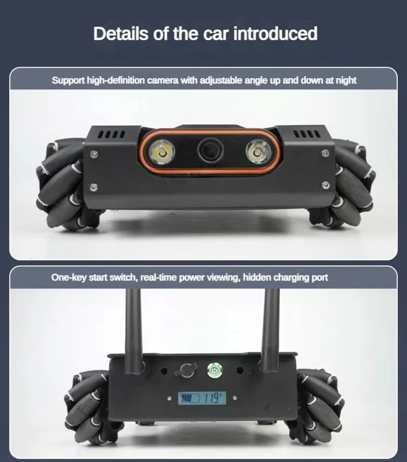 Pipeline Inspection Vehicle Chassis Outdoor Inspection Wireless Video Car 100m 500m RC Tank Robot with Camera Video Robotic Car