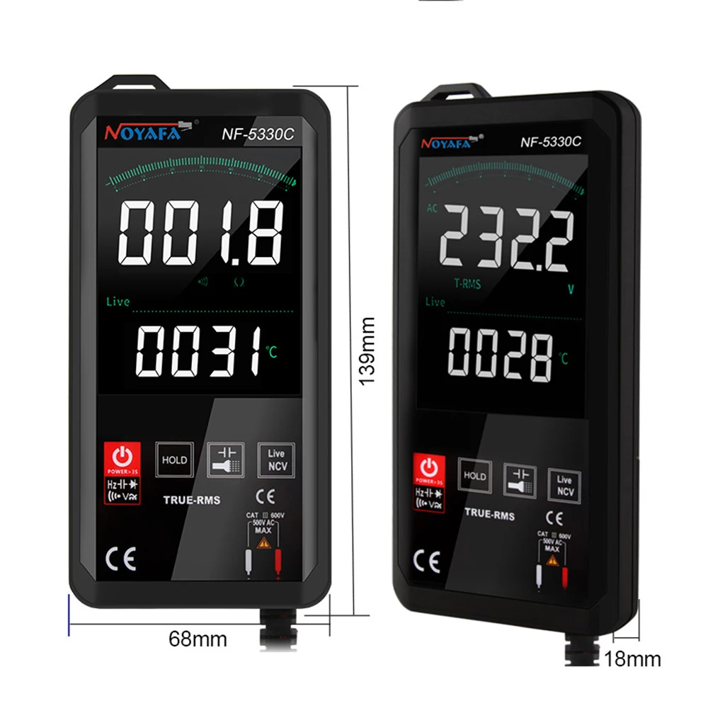 Imagem -04 - Noyafa-multímetro Digital Inteligente Nf5330a Profissional Testador Dmm Tela Colorida hd Ultrathin Inteligente Ohm Ncv Medidor de Tensão