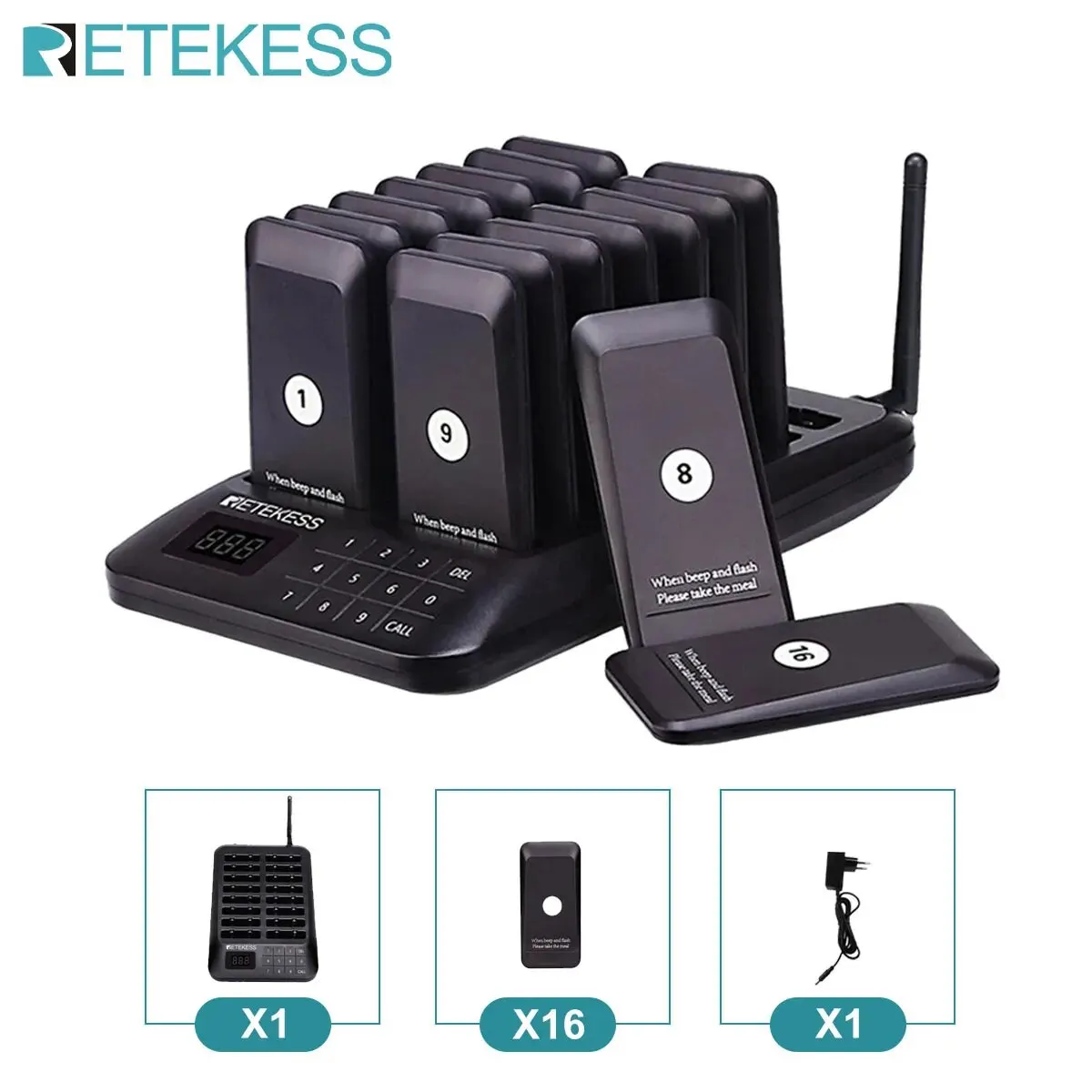 RETEKESS TD157 ワイヤレス呼び出しシステム 16チャンネル ブザー