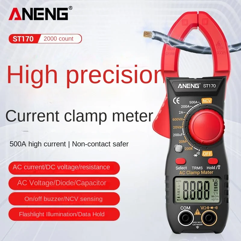 

ANENG ST170 Digital Display Clamp Multimeter High Precision Portable Electrician Repair Clamp Ammeter Multi-function Clamp