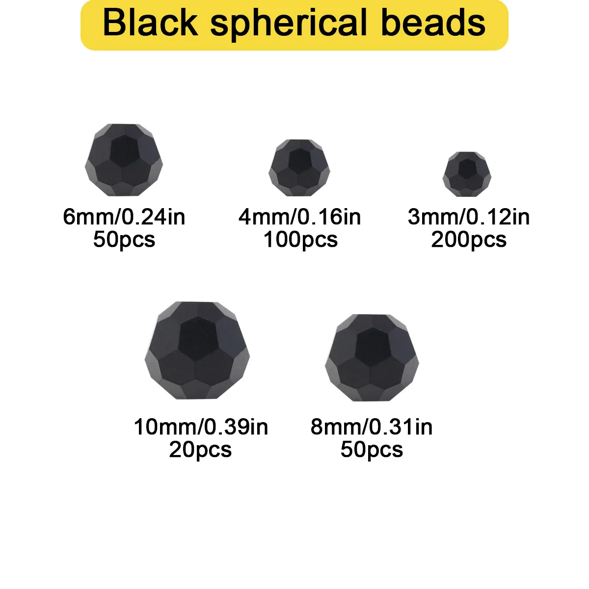 Faceted Round Austrian Crystal Glass Black Spacer Loose Beads 3/4/6/8/10MM For Jewelry Making DIY Bracelet Necklaces Accessories