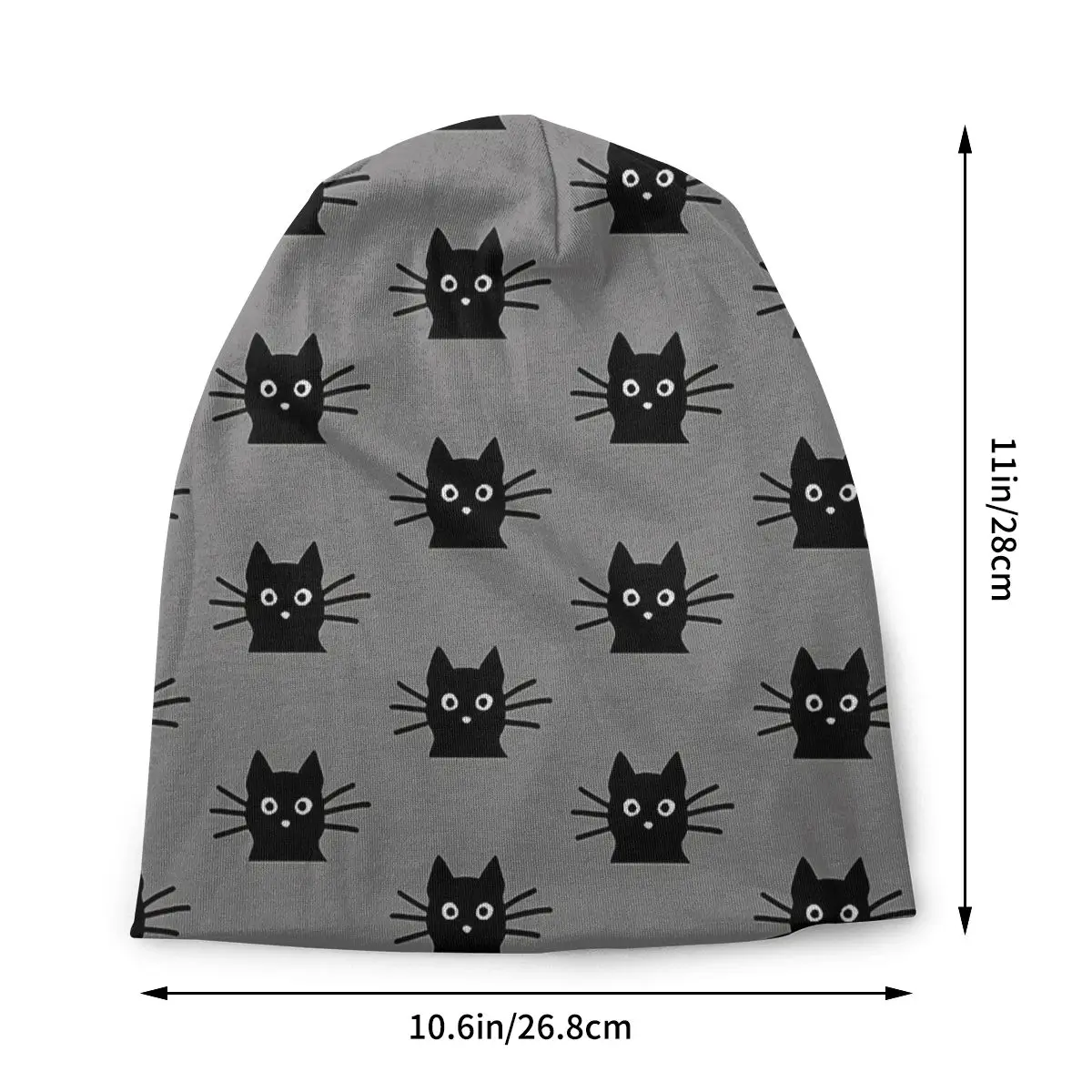 Black Cat Face Autumn Female Warm Beanies Double Used Outdoor Bonnet Hats