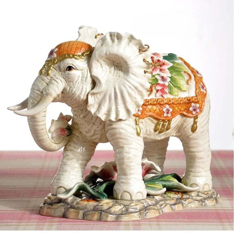 BIG LUCKY CERAMIC ELEPHANT HOME DECOR CRAFTS ROOM DECORATION HANDICRAFT ORNAMENT PORCELAIN FIGURINES WEDDING DECORATION GIFT