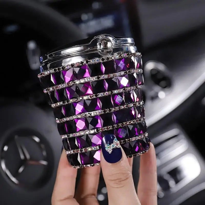 ที่เขี่ยบุหรี่ในรถยนต์ปอร์เช่ อเนกประสงค์พร้อมฝาปิด ประดับเพชรสร้างสรรค์สำหรับผู้ชายและผู้หญิง