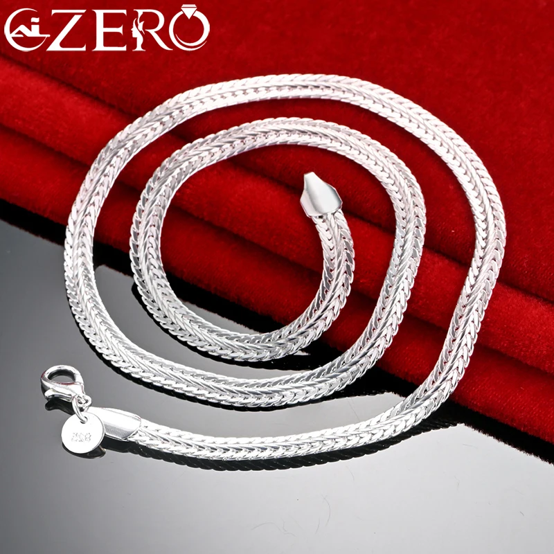 

ALIZERO 925 Sterling Silver 6MM Side Flat Chain Necklace For Men Women Fashion Party Jewelry Trendy Accessories Birthday Gift