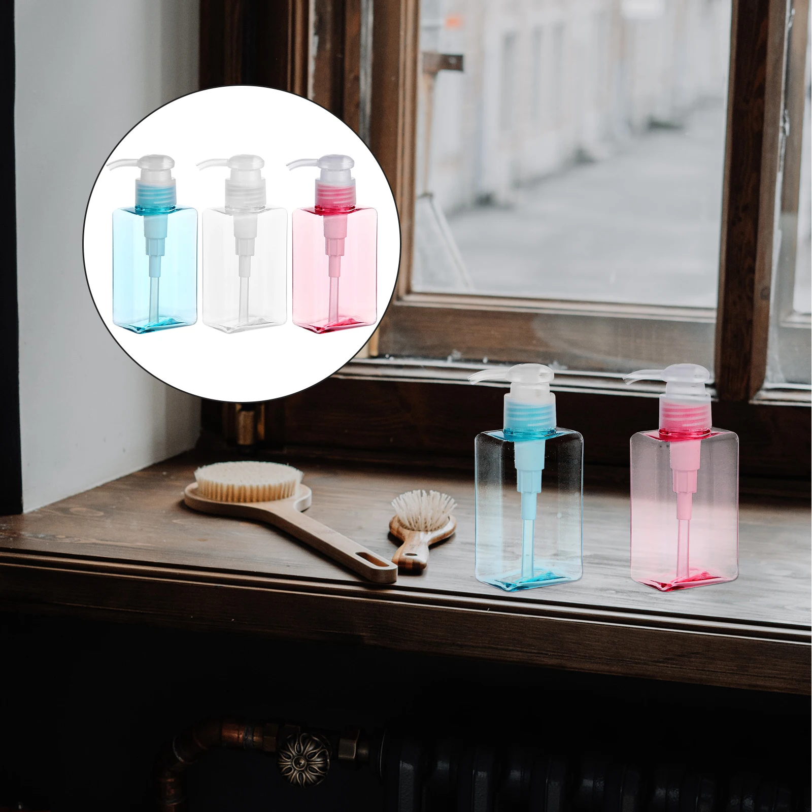 

3pcs 100Ml Press Type Empty Bottle Set Leakproof Transparent Travel Toiletries Container Refillable Lotion Pump Dispenser For