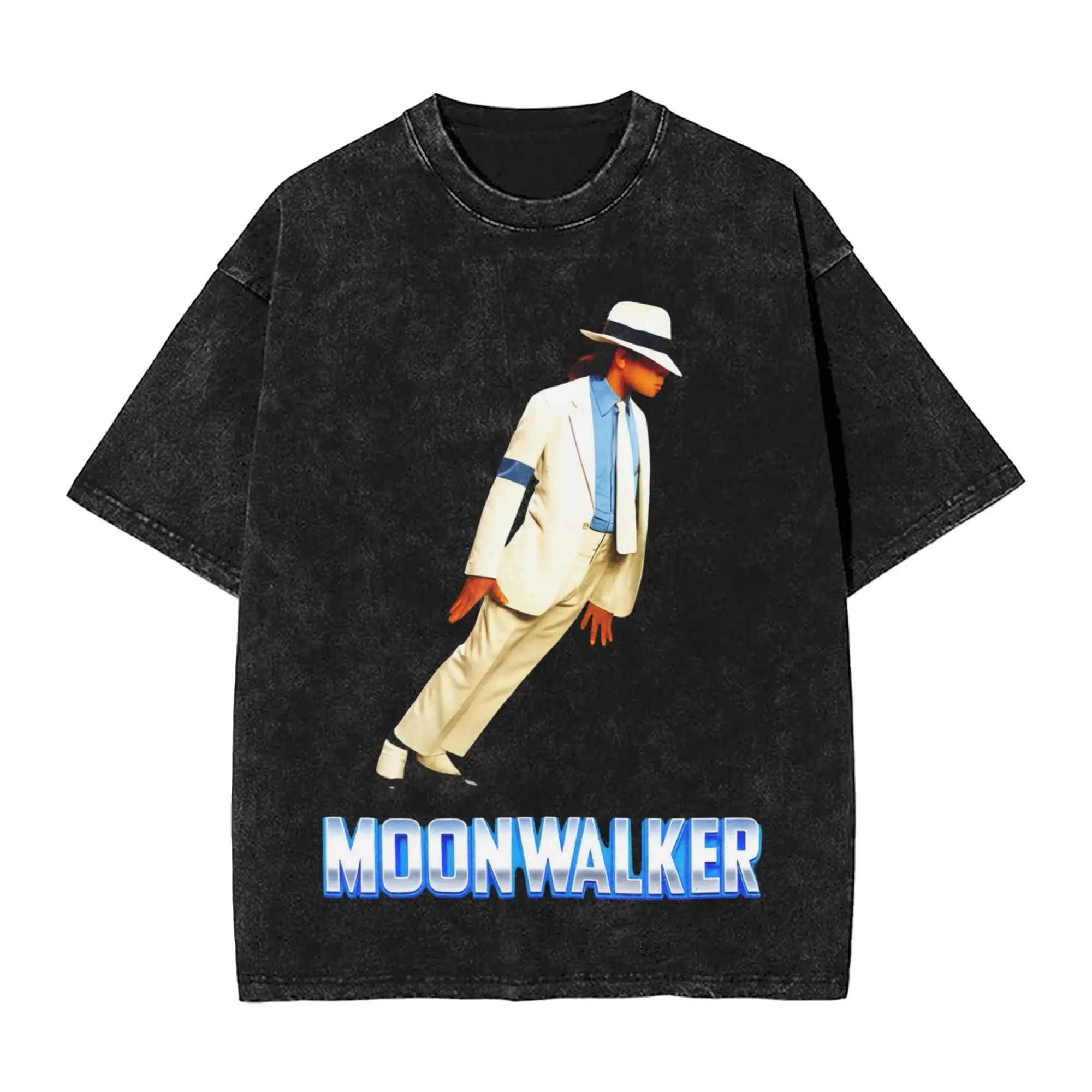 M-Michael J-Jackson Moonwalker Fan Art Men's T Shirt Washed Crazy Tee Shirt Short Sleeve Crewneck T-Shirt Cotton Party Clothing