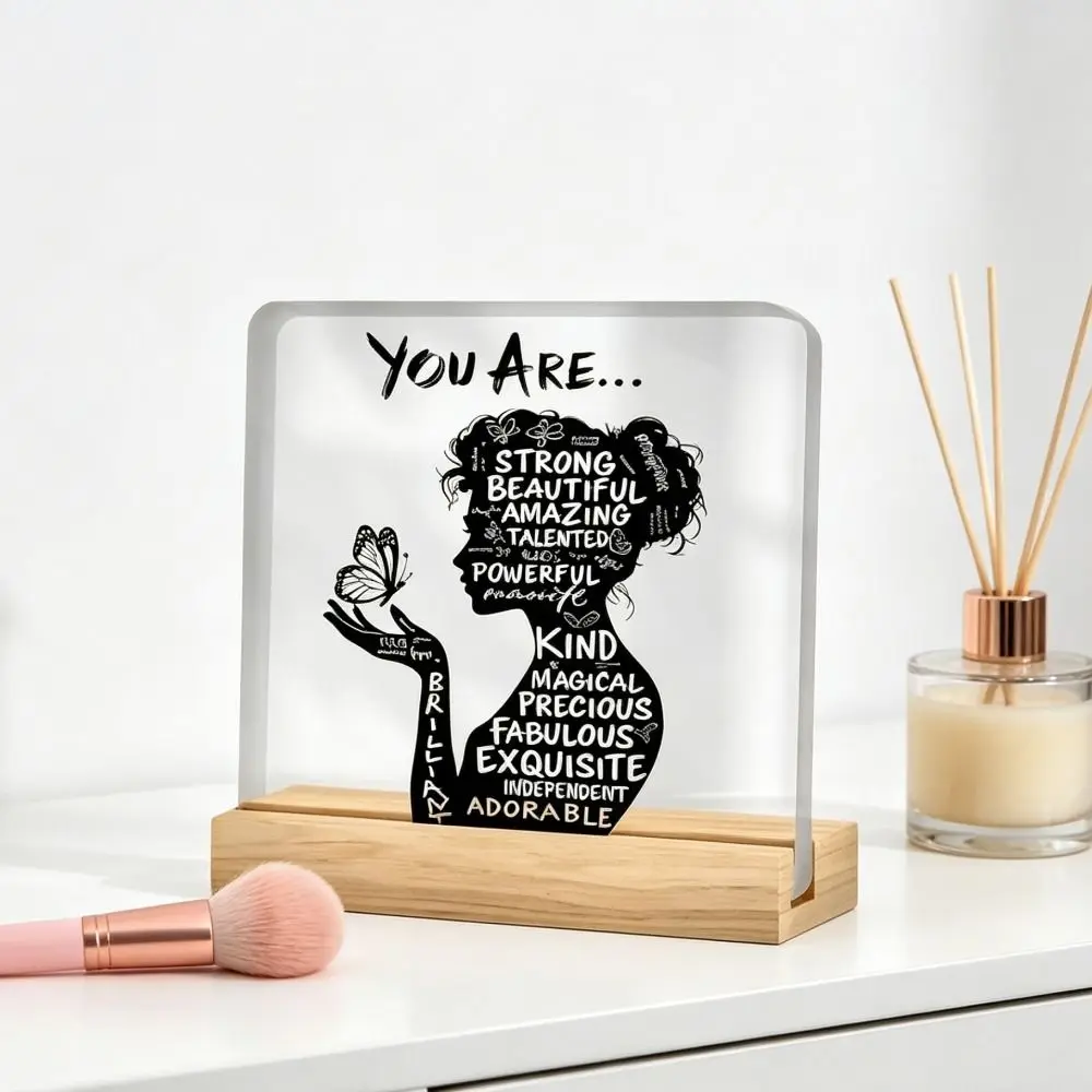 2D Design Inspirational Plaque Clear Acrylic Desktop Decoration Ornaments Positive Affirmation Decor Desk Decor