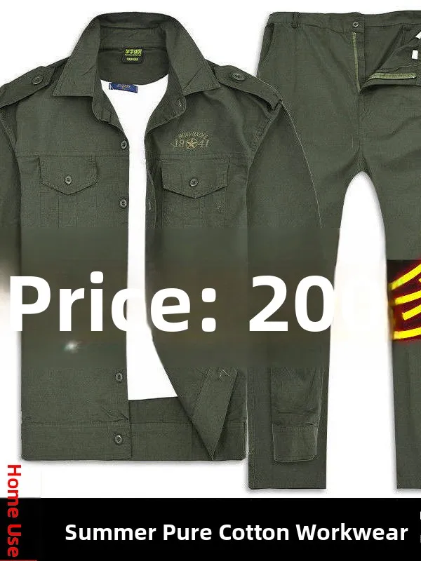 

Summer Pure Cotton Work orm Set Labor Protection Clothes for Men And Women Thin Anti-Scald Wear-Resistant Work Jaet