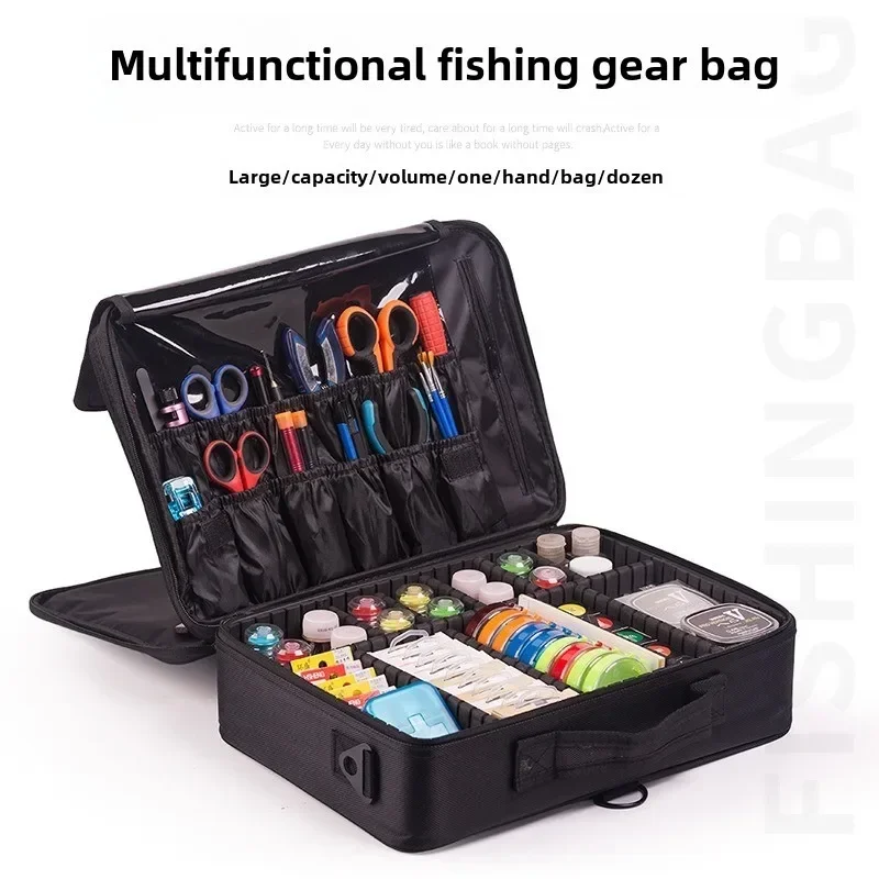 

Three layer makeup box, large waterproof Oxford cloth fishing toolbox, travel underwear storage box