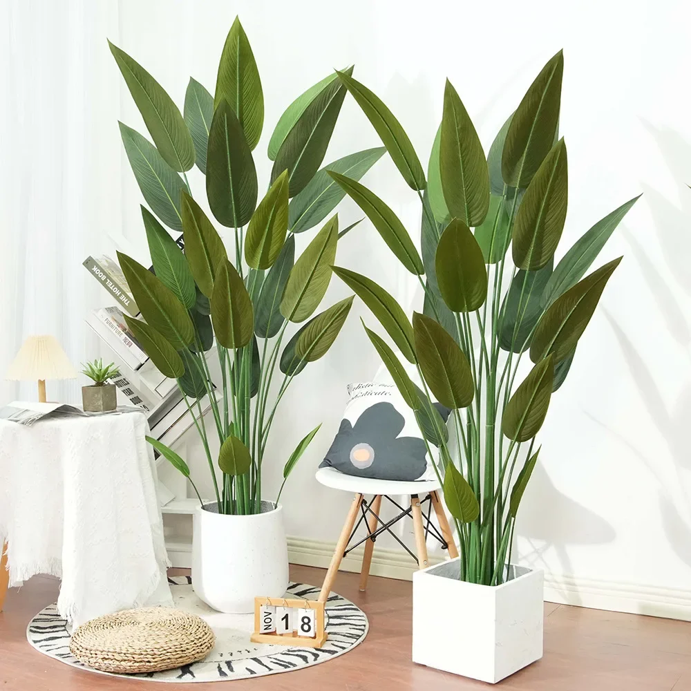 

Artificial Plants Large Banana Plants Fake Tropical Palm Tree Leaves Real Touch Plastic Monstera Plant For Home Garden Decor