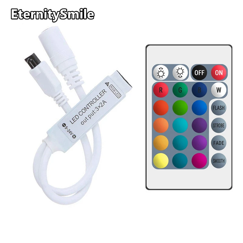 DC5-24V RGB LED Controller with RGB 24-Key 44-Key Remote Control for 4 PIN RGB 5050 LED Strip Lights
