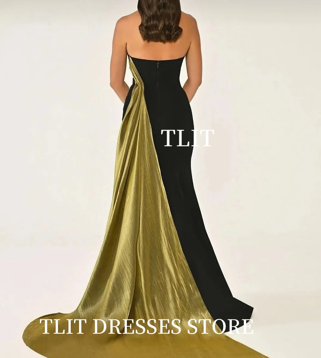 TLIT eleganckie satynowe aplikacje suknie wieczorowe syrenka bez ramiączek suknie na bal maturalny dostosowane sukienki imprezowe dostosowane Vestidos de fiesta